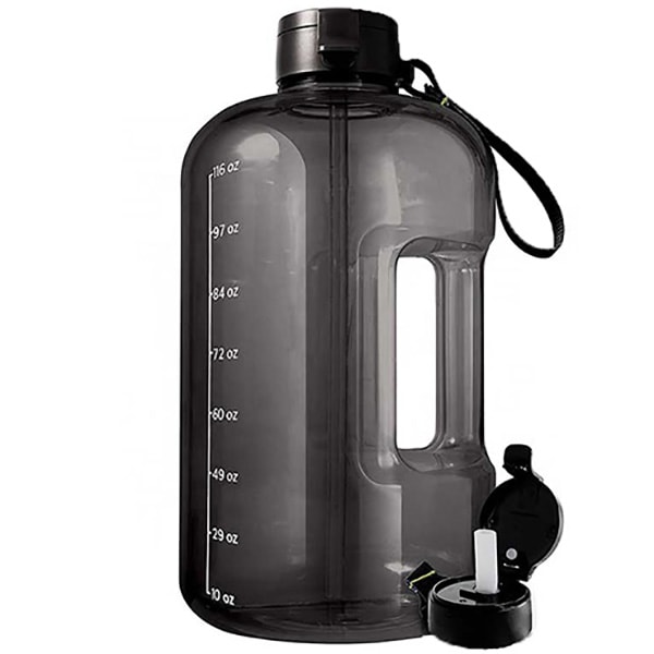 black Gallon Water Bottle With Time Marker