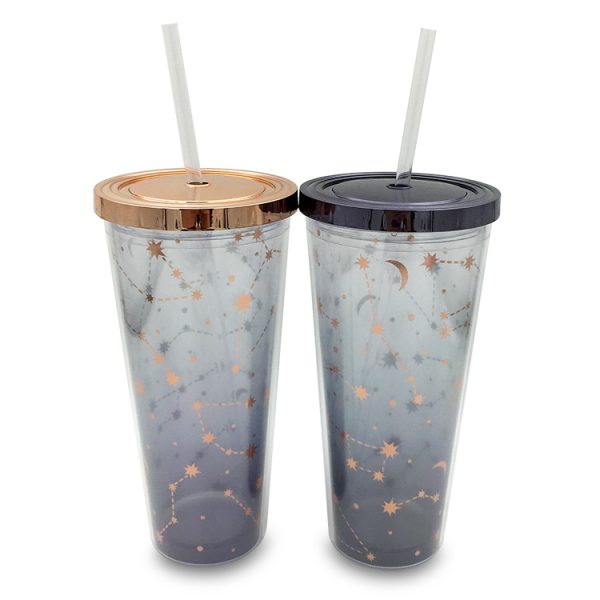 plastic double wall tumbler with glitter