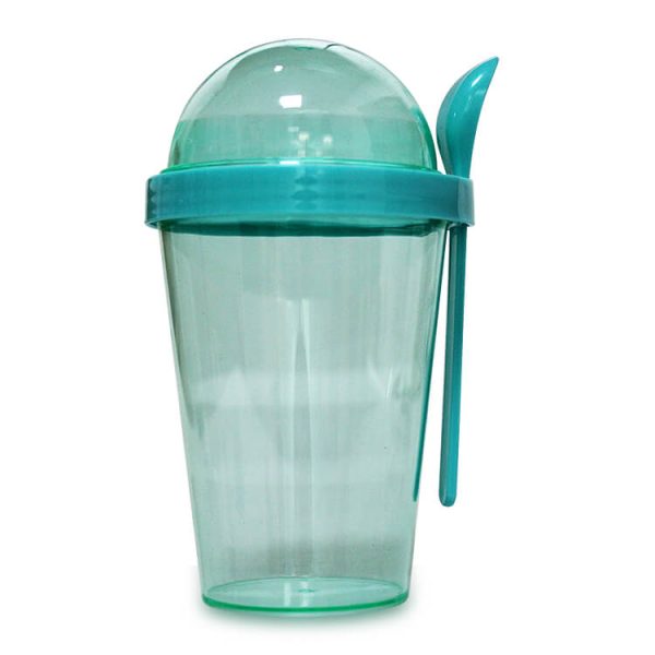 Plastic Tumbler With Snack Container and Spoon