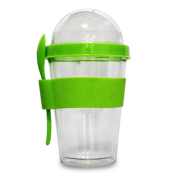 Plastic Tumbler With Snack Container and Spoon