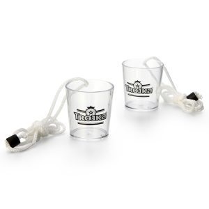 2oz plastic shot glass with landyard