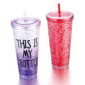 Plastic Double Wall Gel Tumbler With Lid and Straw