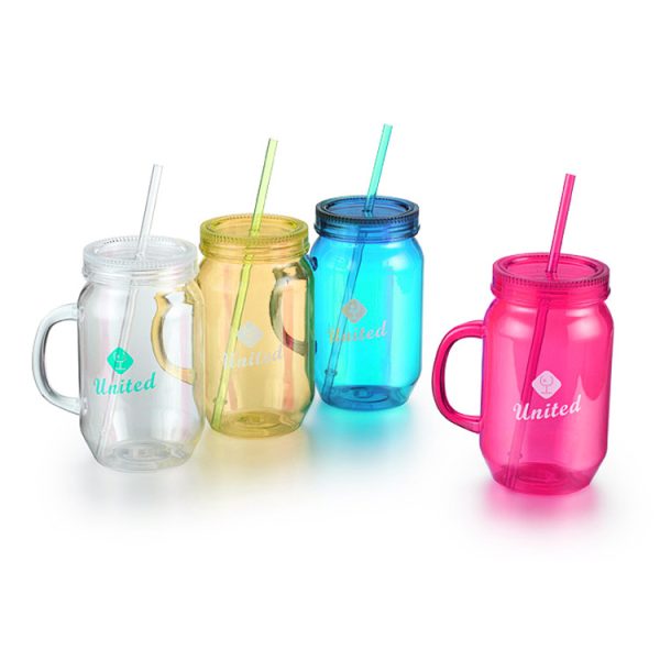 Plastic Mason Jar Mug With Handle