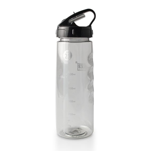 clear plastic water bottle with straw