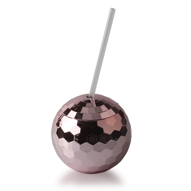 Disco Ball Drinking Balls Cups Cocktail Party Novelty Fun With Straw Round  Party