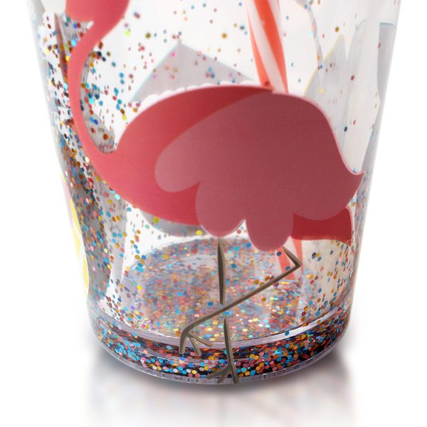 plastic double wall tumbler with glitter and straw (4)