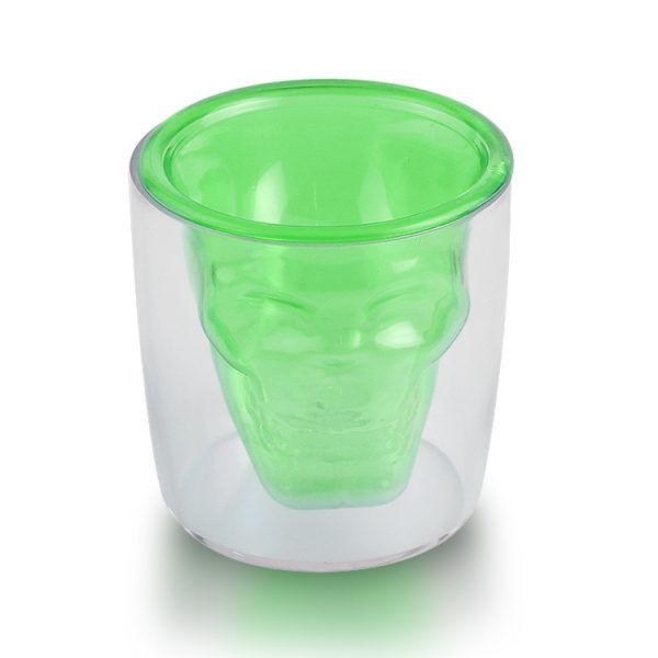 green Skull Shape Plastic Shot Glass for bar