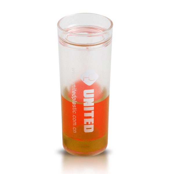 2oz double wall plastic shot glass with liquid