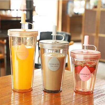 personalized plastic double wall for milk tea