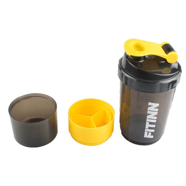 protein shaker bottle with compartments