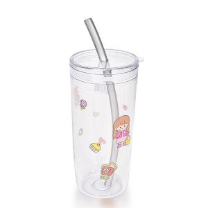 32oz clear tumbler with straw