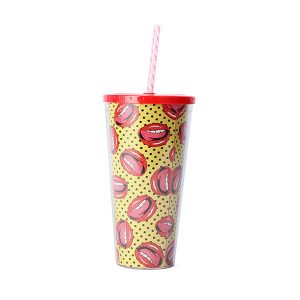 custom drink cups with lid and straw