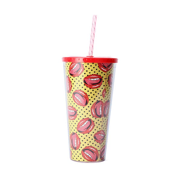 custom drink cups with lid and straw