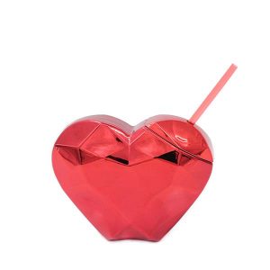 red heart shape novelty cups with straws